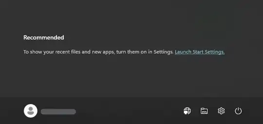 screenshot of empty Recommended section