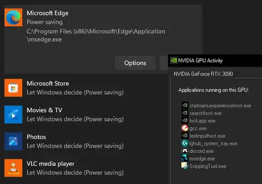 Edge is set to use the "Power saving" graphics adapter