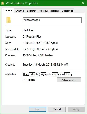 The <code>WindowsApps</code> Folder