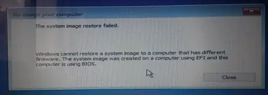 An Error Message that Has Prevented the System Image Restoration