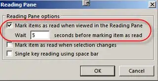 Reading Pane 5 seconds