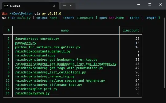 Windows Terminal showing the results of the above command