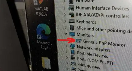 image I took of the monitor showing the monitor disabled