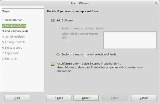 Subform based on existing relation