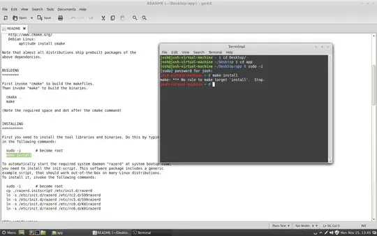screen shot of trying to install