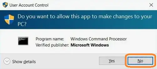 Windows UAC dialog
