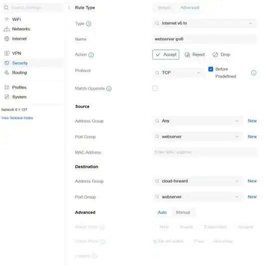 USG Firewall Settings