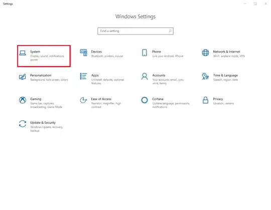 Open Settings and Click on System