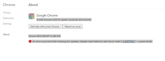 Chrome "About" with message
