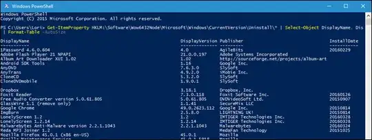list of installed software in powershell