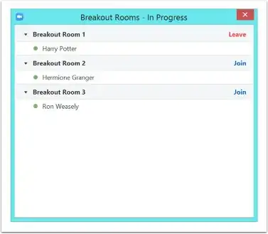 It says Join next to the rooms you aren't in and Leave next to the room you are in