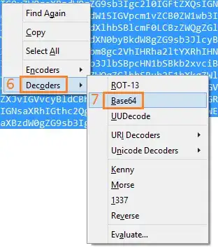 Right-click on base64-encoded text and click on "Base64" which is as sub-entry of "Decoders"