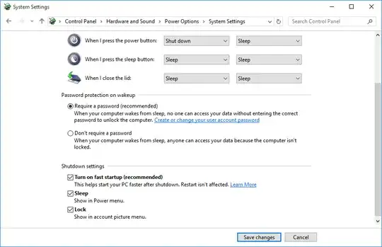 Windows 10 Shutdown settings