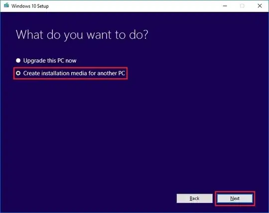 Create installation media for another PC