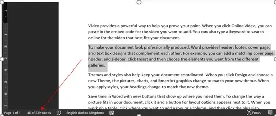 Word count shown on the status bar