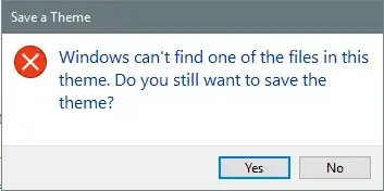 save a theme error pop up