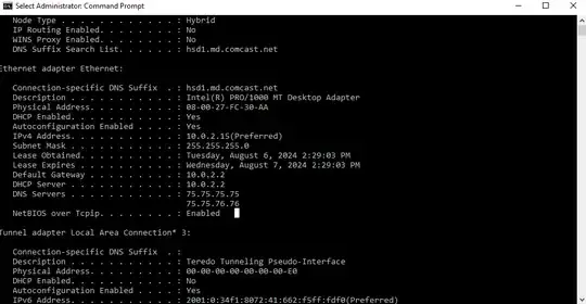 here are the command prompt details