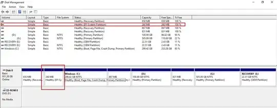 disk management view of my HDD