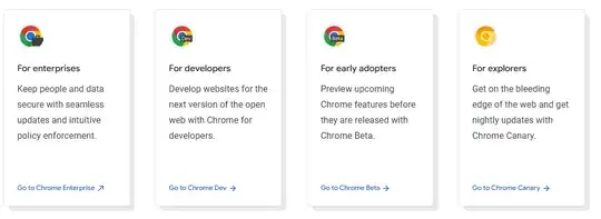Different versions of chrome