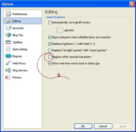 options dialog