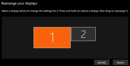 Screen 1 (Laptop) is much bigger than screen 2
