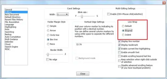 Aligned Line Wrap Settings - Screenshot