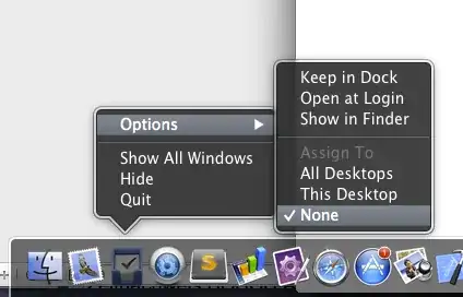 Screenshot of Dock item menu