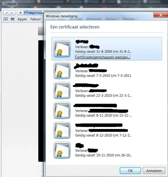 Select certificate for Safari