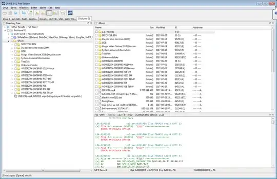 The partition opened in DMDE, three error warnings