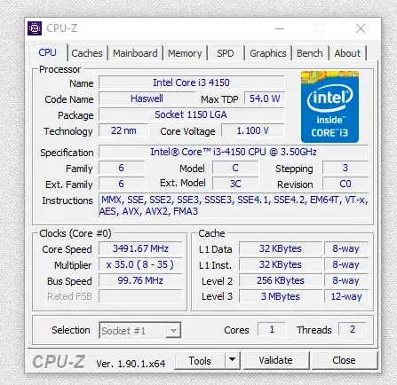 CPU-Z Screenshot