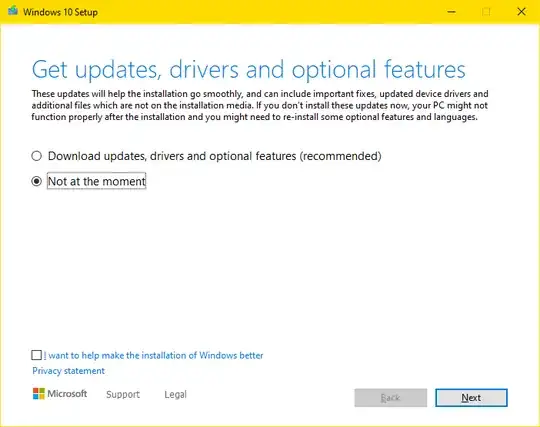 Get updates, drivers … → 'Not at the moment'. Get updates, drivers … → 'Not at the moment'.