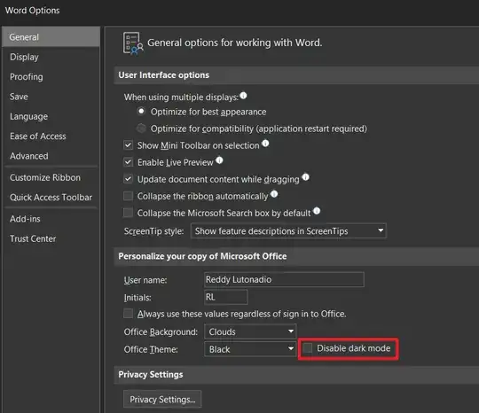 Disable dark mode setting