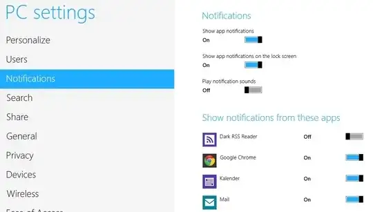 Notification Settings in Windows 8