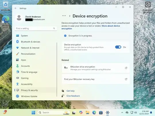 device encryption has started