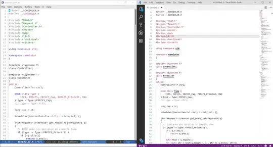 Comparison between emacs (WSL) and VS Code (Windows native)