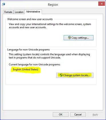 Windows Region Control Panel Dialog
