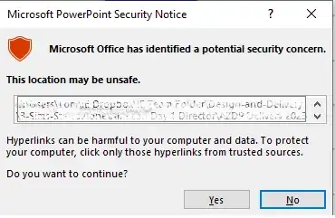 Dialog box with error message