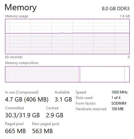 Memory usage task manager