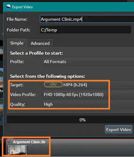 OpenShot Export Video Dialog