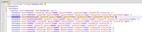 Screenshot of the changed file, 'stylers.xml'