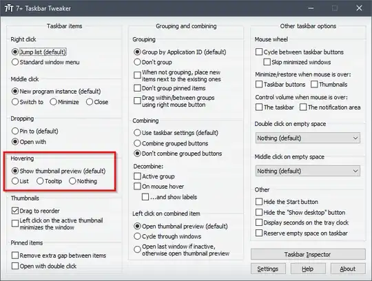 Screenshot of 7+ Taskbar Tweaker's window