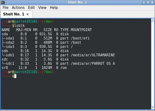 lsblk result: sdb is ultramarine, sdc is parrot