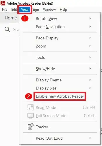 Enable new Acrobat Reader