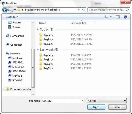 Example of previous versions of RegBack