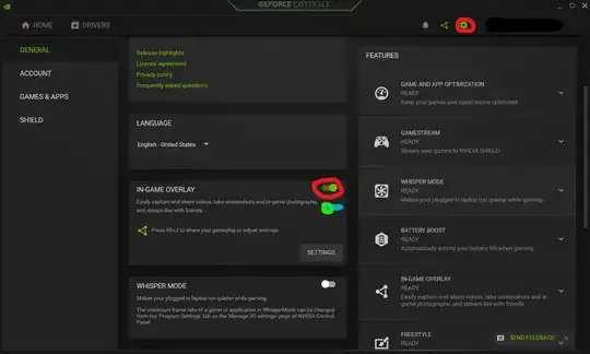 GeForce Experience Settings Page