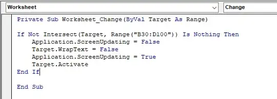 VBA code to disable text wrap for a specific range