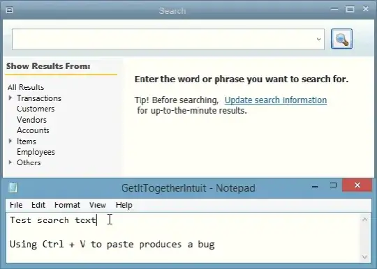 QuickBooks Search pasting bug