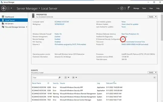 location of the IE settings link
