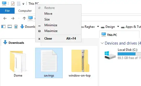 title bar right click menu