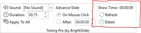 Modified Timing group in the Transitions tab of PowerPoint